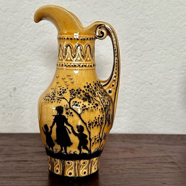 Vintage Erphila Ceramic Czechoslovakia small yellow vintage pitcher