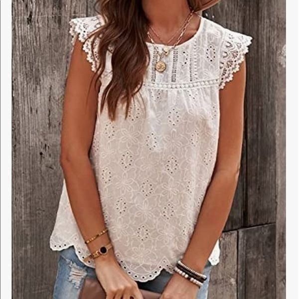 NEW Eyelet Embroidered Hollow Out Blouse