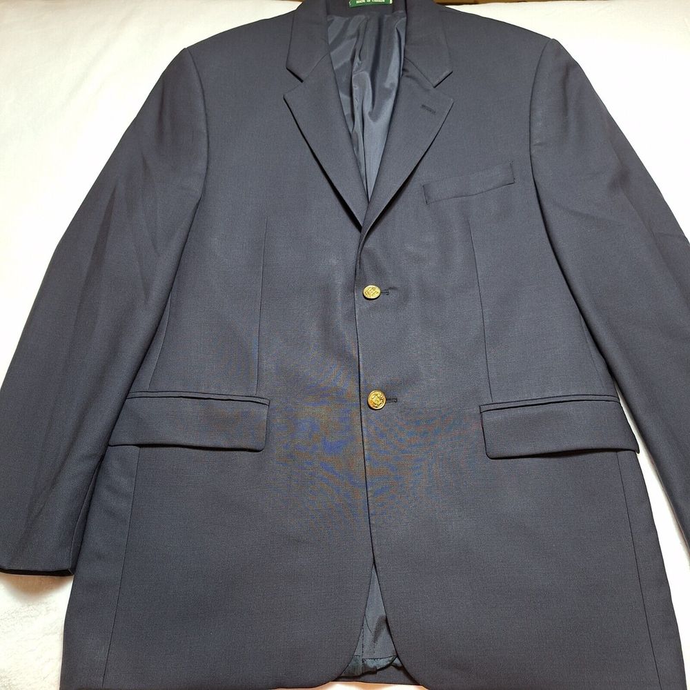 LAUREN RALPH LAUREN Blazer Sport Coat Mens Sz 42R Navy Blue Suit Gold Button