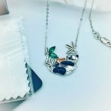 Panda Bear Sterling Silver CZ Necklace