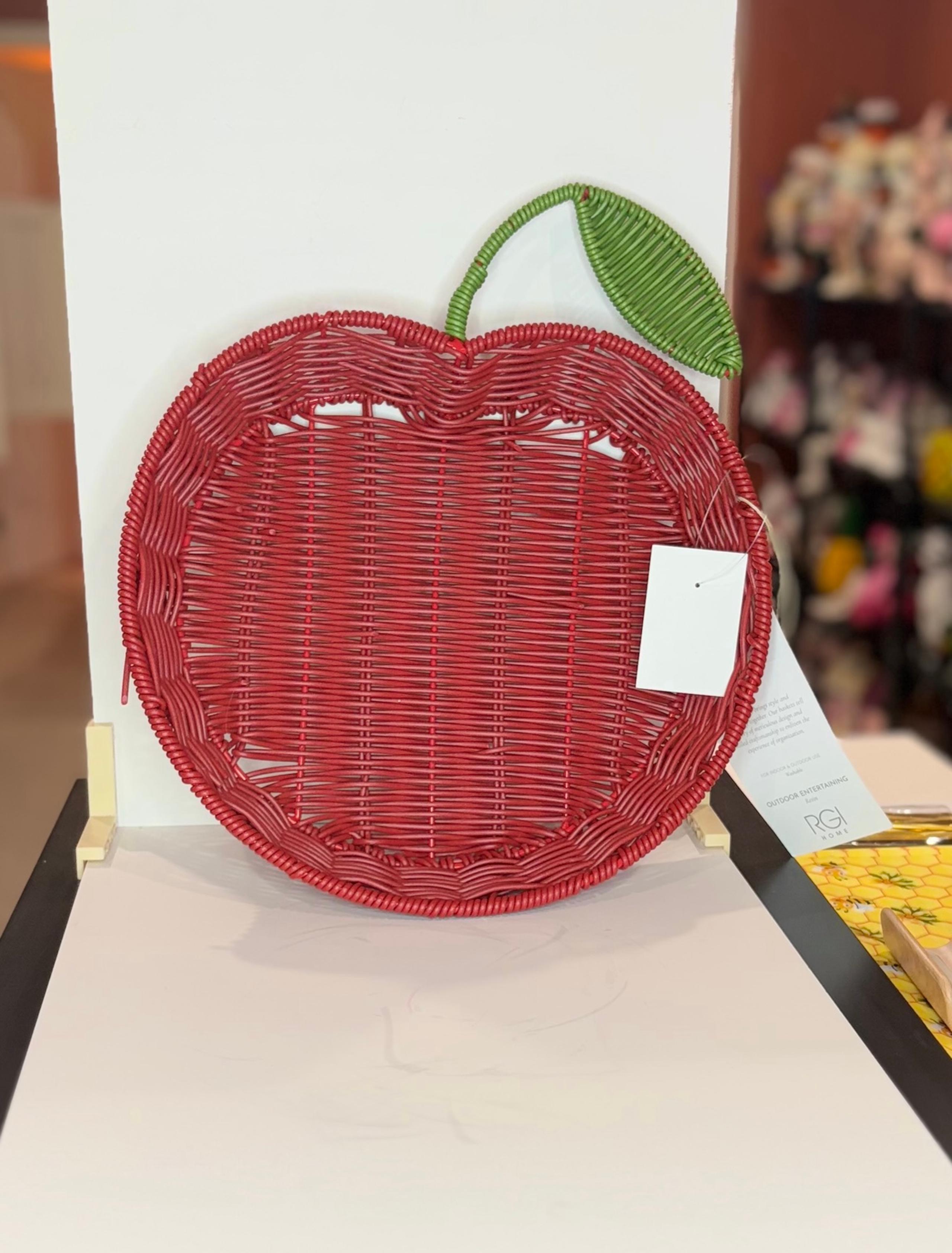 Red Apple Shaped Wicket Serving Basket