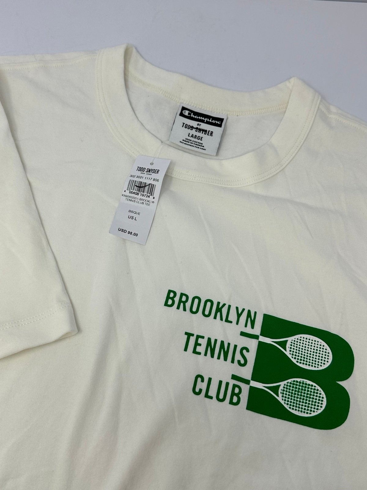 RARE Todd Snyder Champion Mens Sz L T-Shirt Tee Brooklyn Tennis Club U4