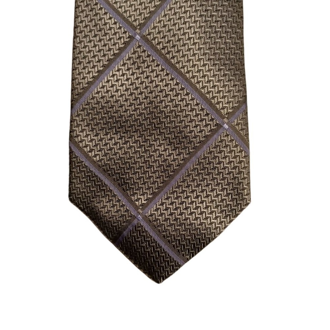 XMI 325 Series Nordstrom Silk Silver Chevron Plaid Line Geometric Print Tie