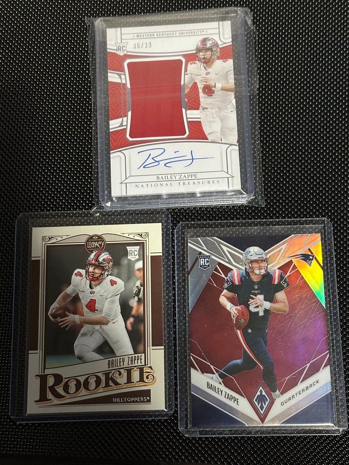 Bailey Zappe Rookie Lot - On Card RPA