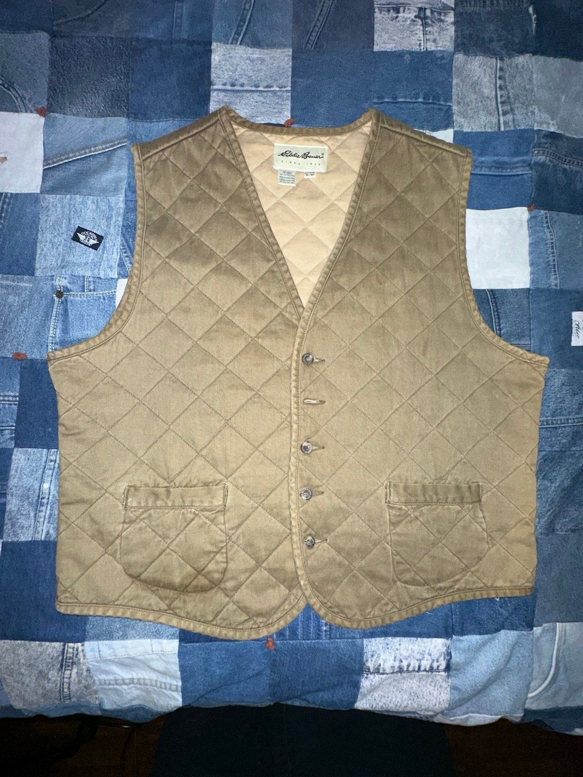 Vintage Eddie Bauer Quilted Tan Vest