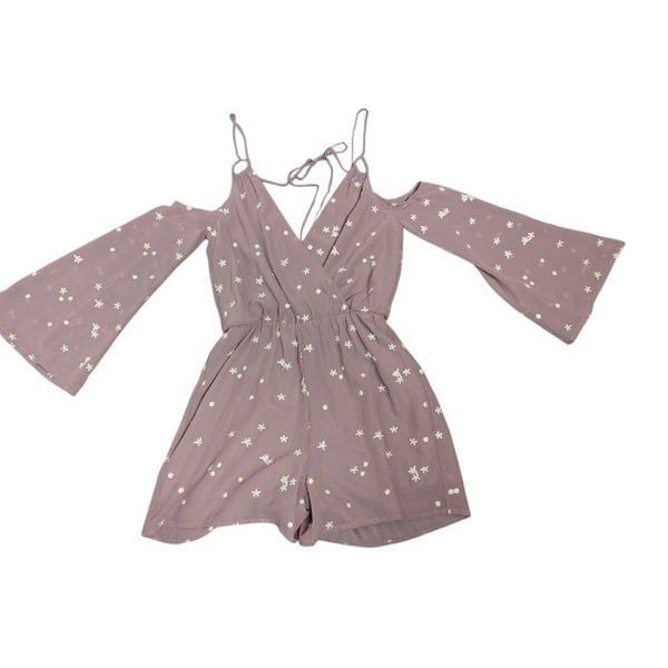 4Si3NNA mauve embroidered stars romper Small