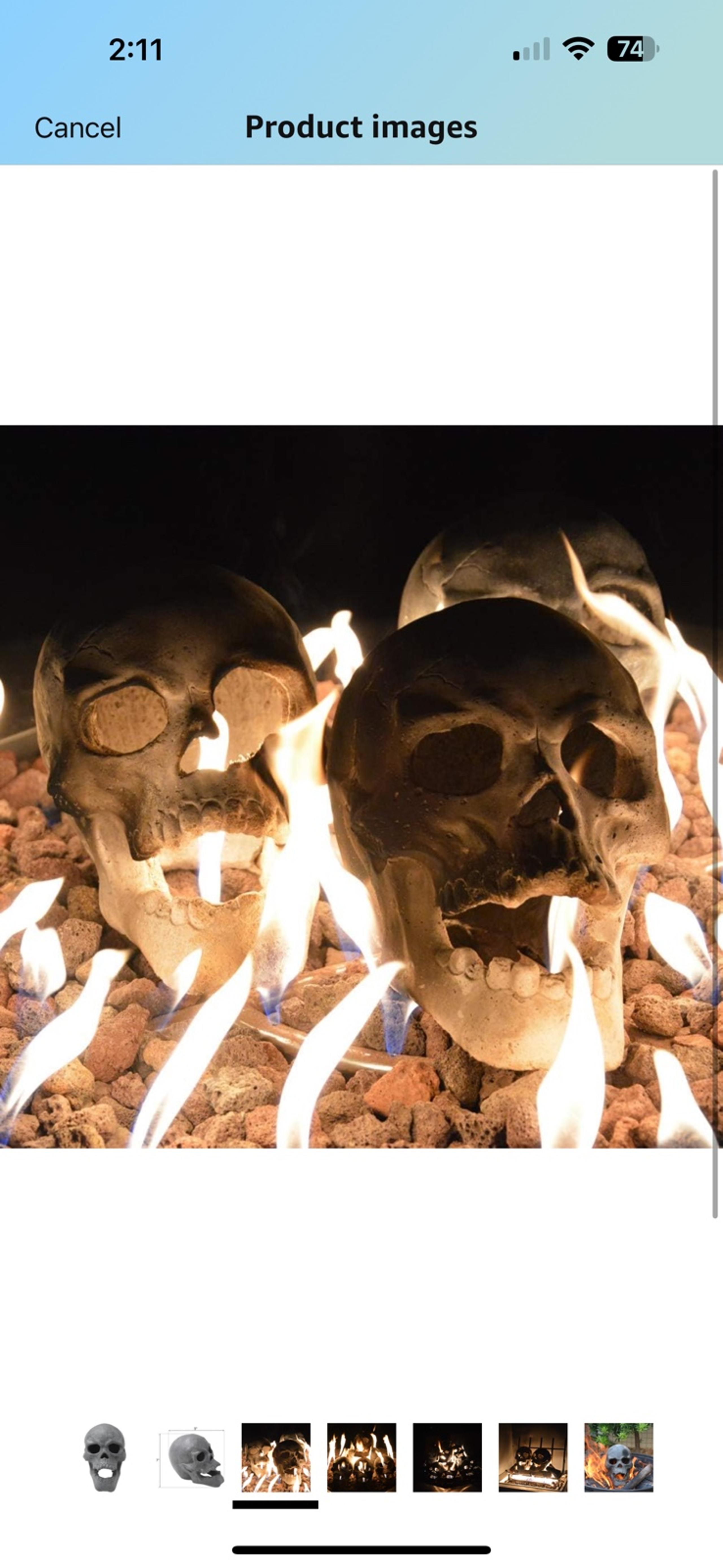 Skull Gas Log for Indoor/Outdoor Fireplaces