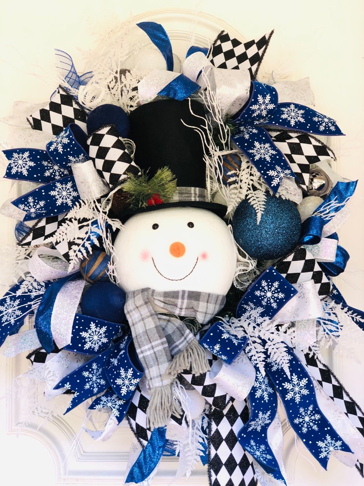 NEW! Christmas Wreath Snowman Wreath Christmas Decor Blue Snowman Wreath snow