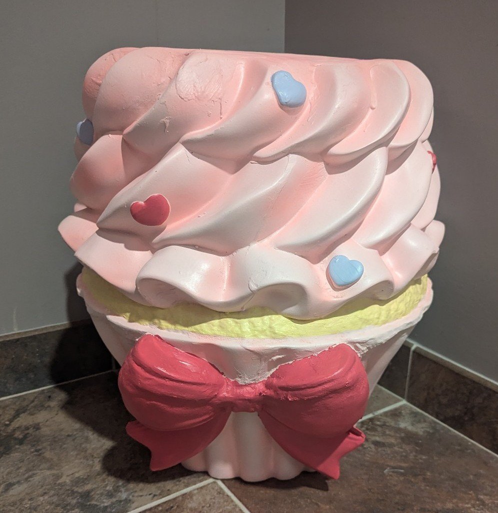 Pink coquette bow cupcake stool end table accent decor valentines day