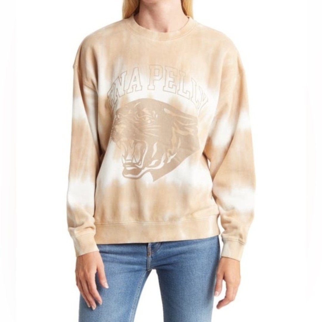 ENA PELLY Panther Collegiate Cotton Sweatshirt In Ginger Tie Dye Size 10