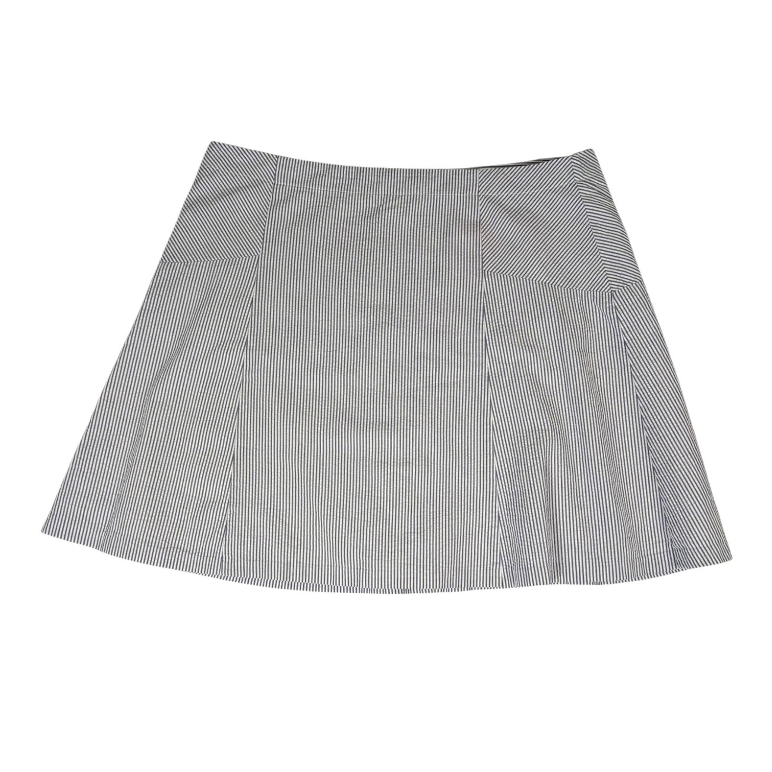 Ann Taylor Loft Women's Sear Sucker Mini Skirt Lined Blue White Stripe Size 14