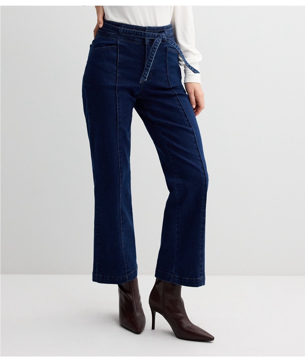 New Women’s Draper James dark wash belted mid rise wide leg jeans size 18