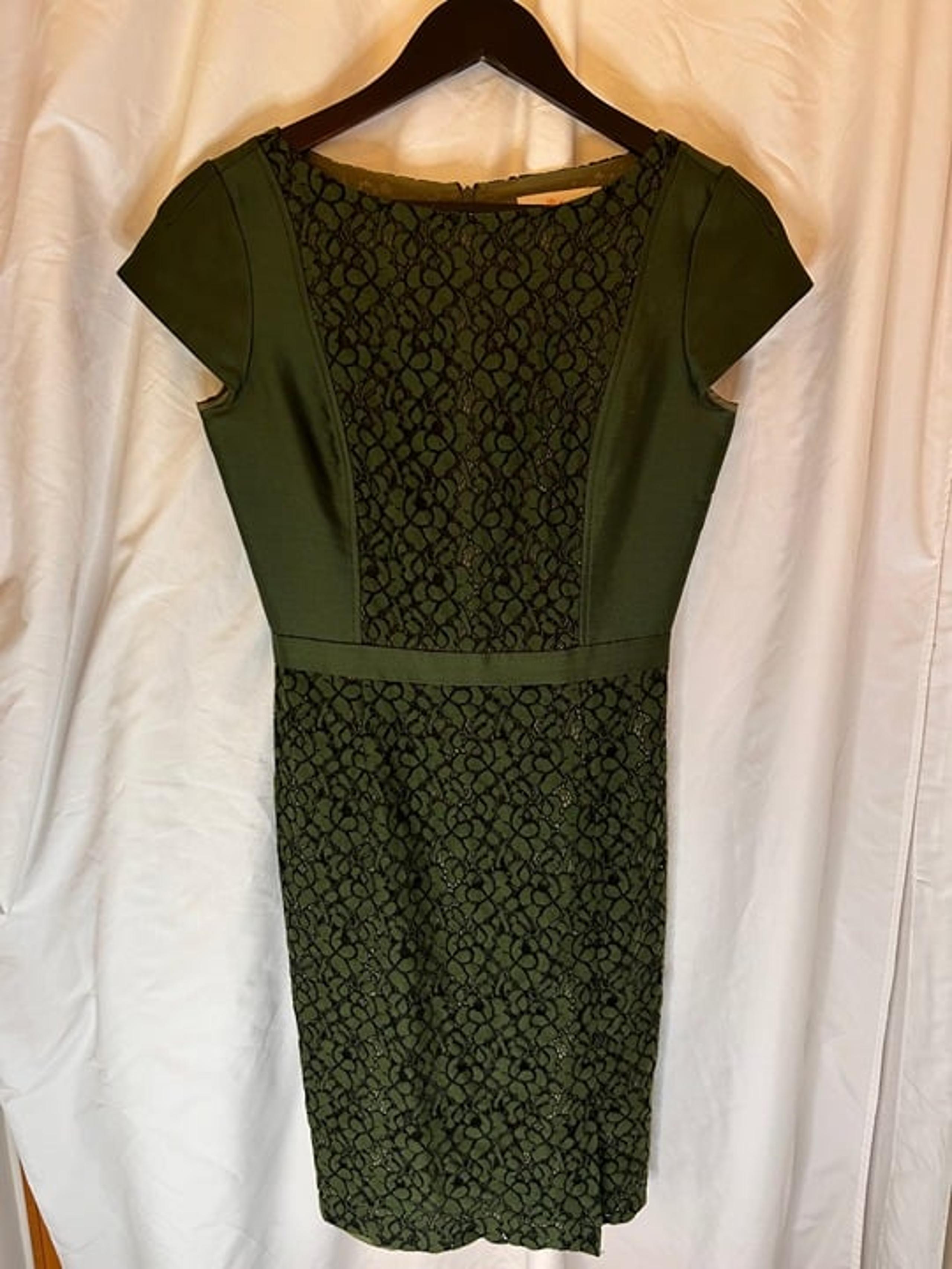 Tory Burch Mariana Wool, Silk blend & Lace Green Sheath Dress Size 2 ~ Beautiful