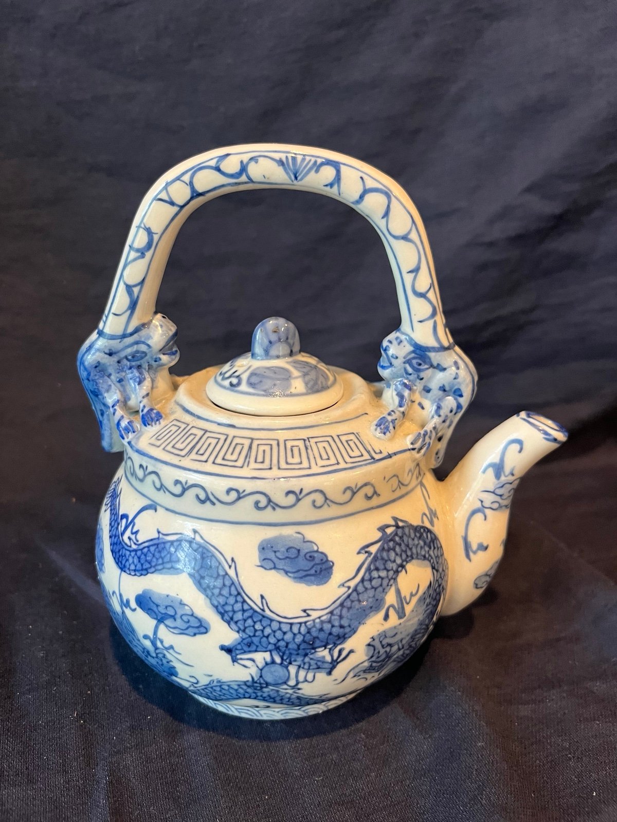 Vintage Chinese Dragon and Frog Teapot