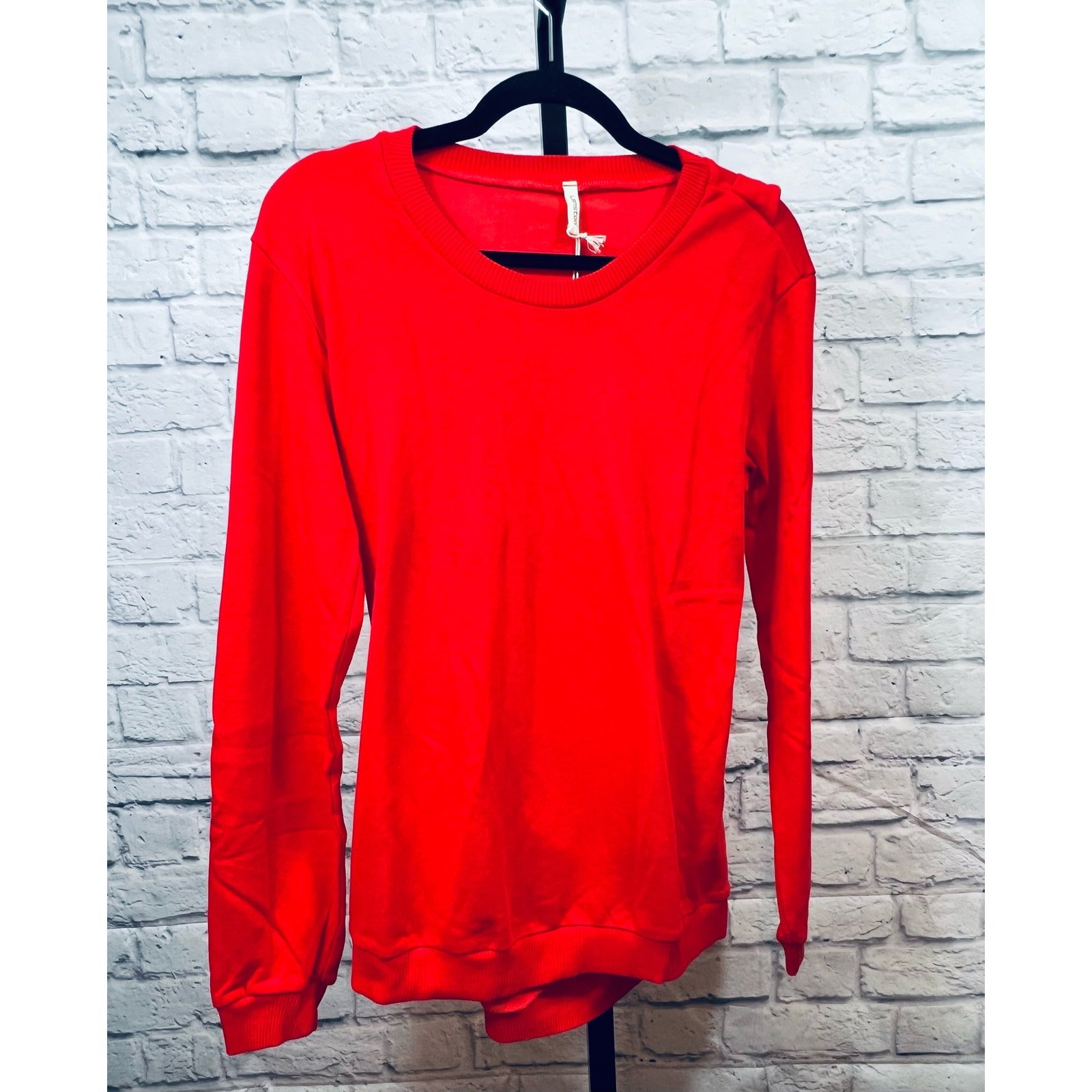 Lanston Sz M Long Sleeved Cut Out Open Back Sweatshirt Tomato Red NWT