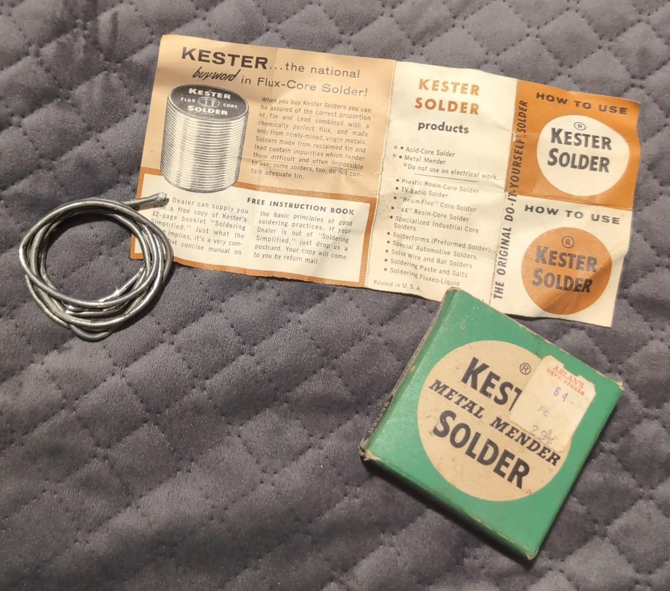 1950's Kester Metal Mender Solder Acid Core