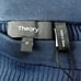 NEW Theory 245 Navy Blue Ribbed Slit Bodycon Midi Straight Pencil Skirt Sz XSP