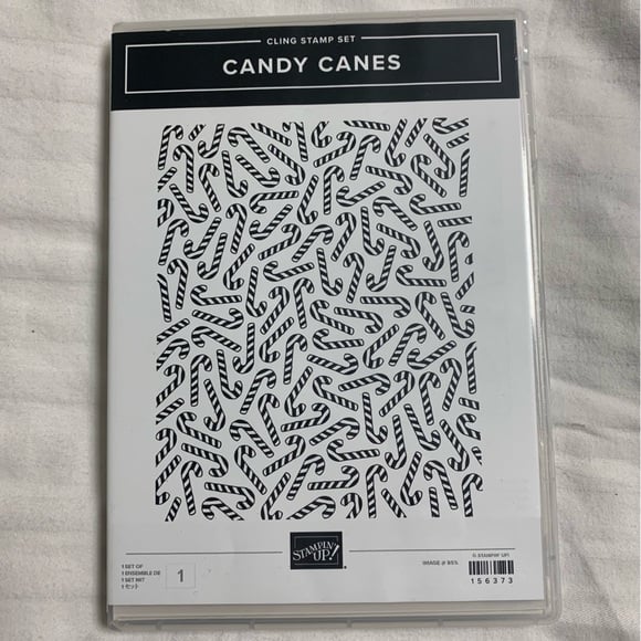 Stampin Up! Retired Candy Canes Background Cling Christmas Holiday Scrapbooking