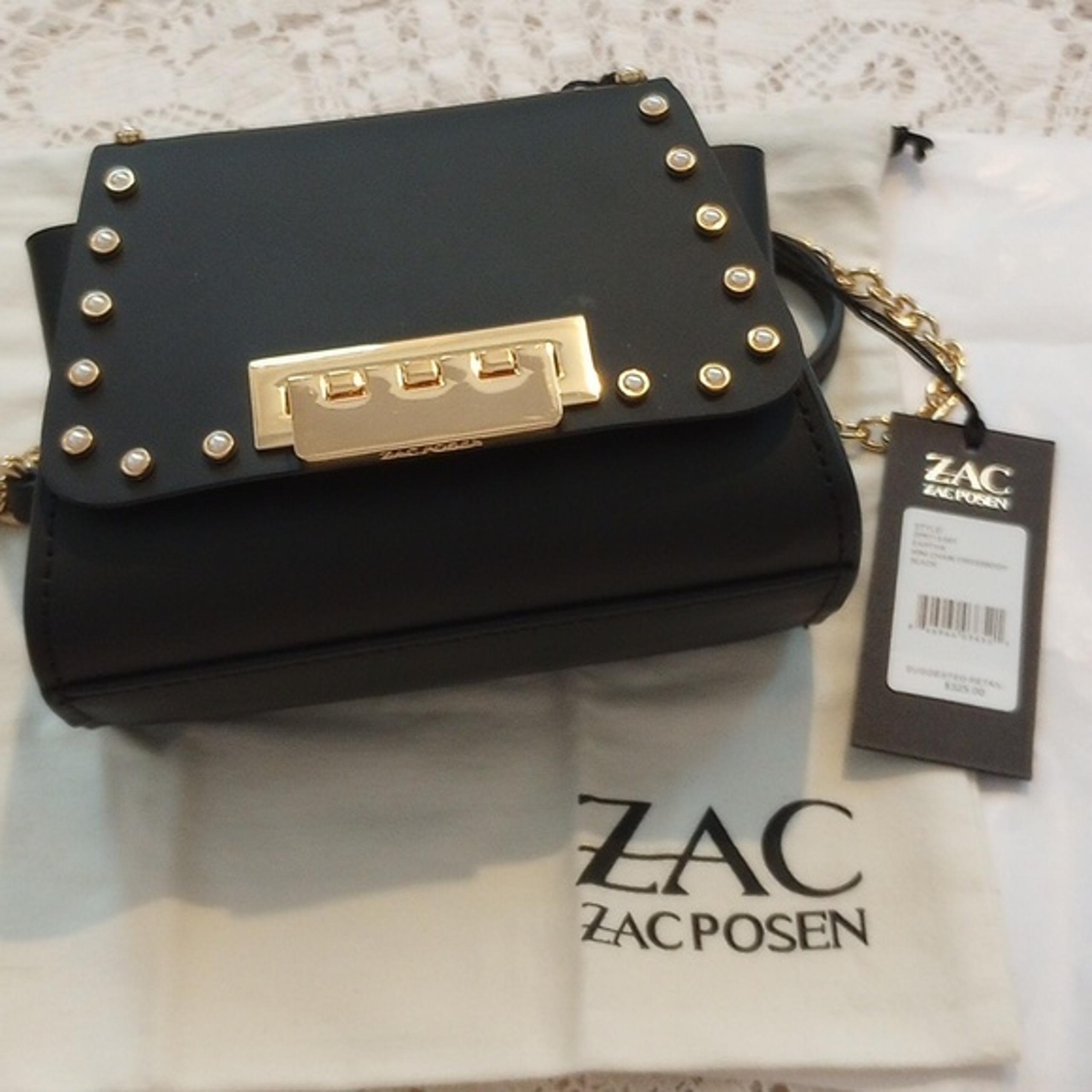 ZAC Zac Posen Black Studded Leather Crossbody Bag