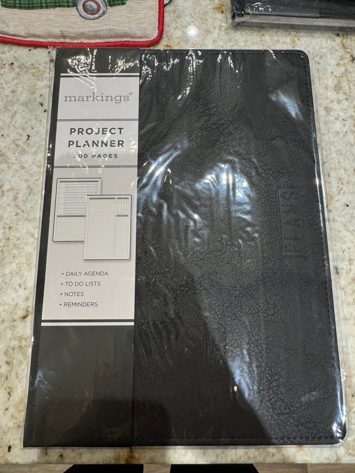 C R Gibson 200 Page Planner Notebook Black Leather feel