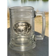 Smallmouth Bass Glass and Pewter Emblem Freshwater Fishing Beer Mug Class Cup