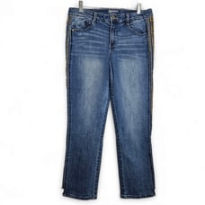 Democracy Women's Flex -ellent Ankle Jeans with Leopard Pinstripe Size 8