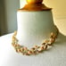 Vintage 1950s CORO Pink and Gold Enamel Floral Leaf Necklace