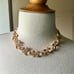 Vintage 1950s CORO Pink and Gold Enamel Floral Leaf Necklace