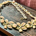 Vintage 1950s CORO Pink and Gold Enamel Floral Leaf Necklace