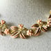 Vintage 1950s CORO Pink and Gold Enamel Floral Leaf Necklace