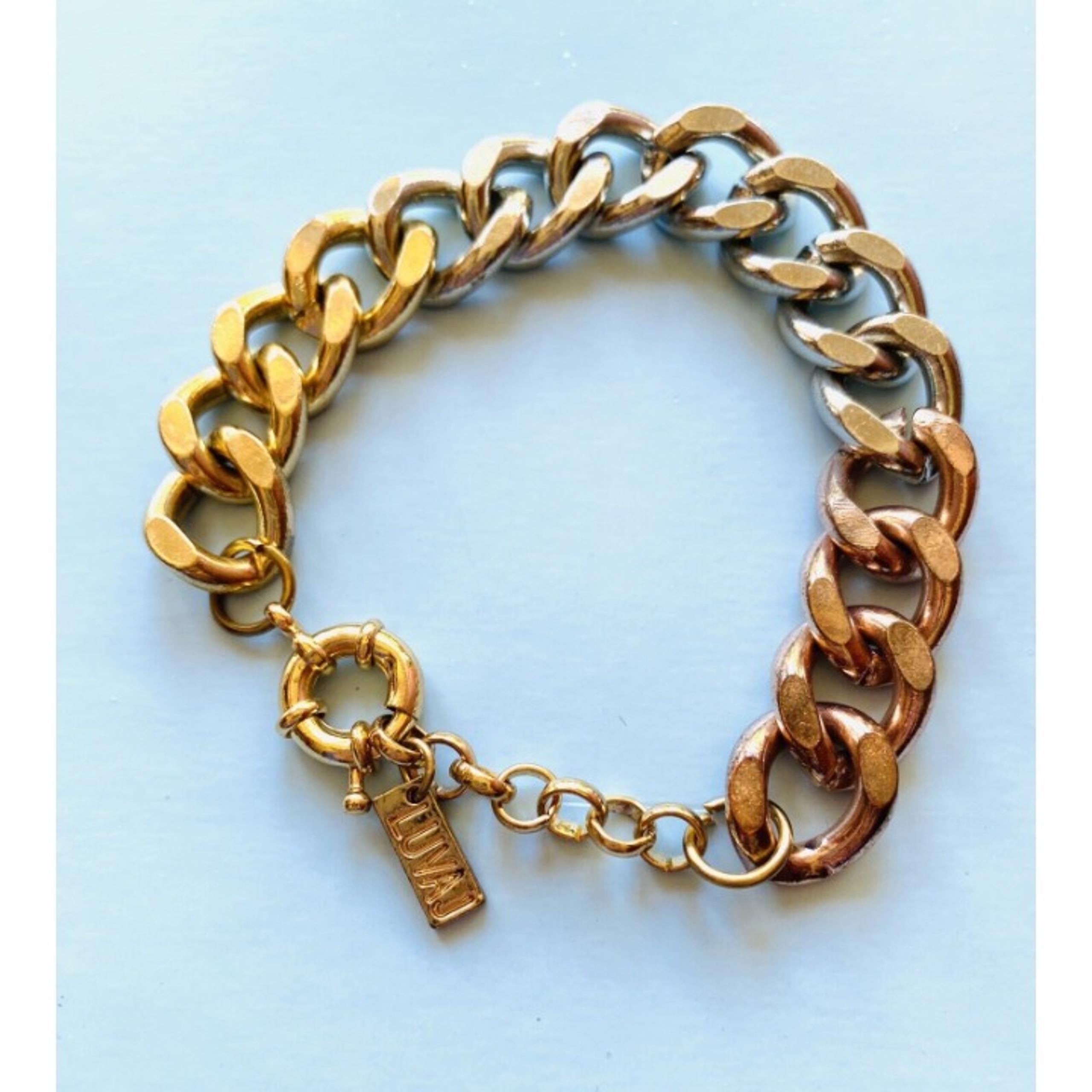 LUV AJ Tri -Colored Chunky Chain Link Bracelet