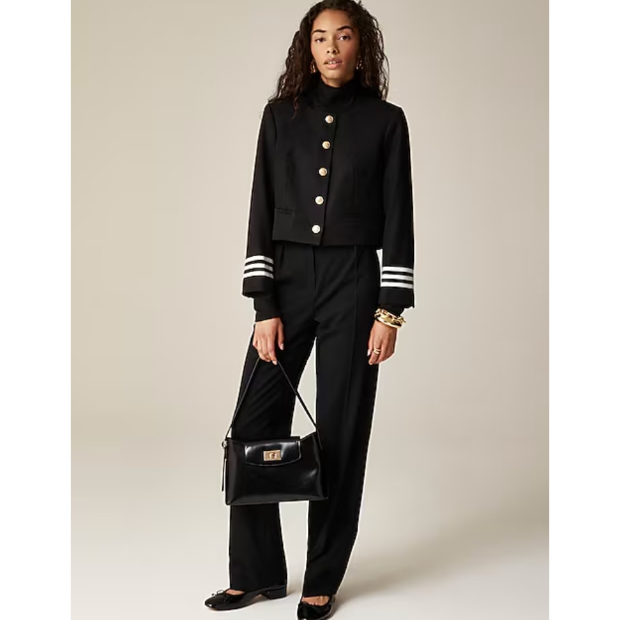 J Crew Wide Leg Essential Pants 4 Black NWT Cotton Poplin BZ694 Academia J.Crew
