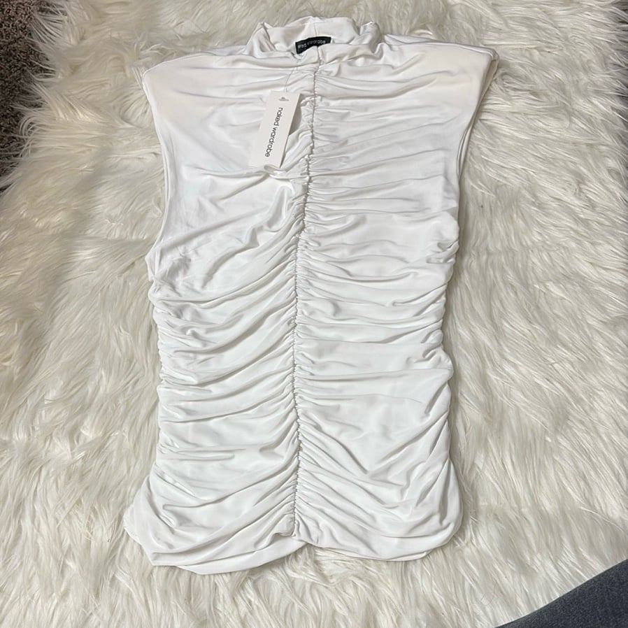 NWT Naked Wardrobe Ruched Hour Glass Sleeveless Top S