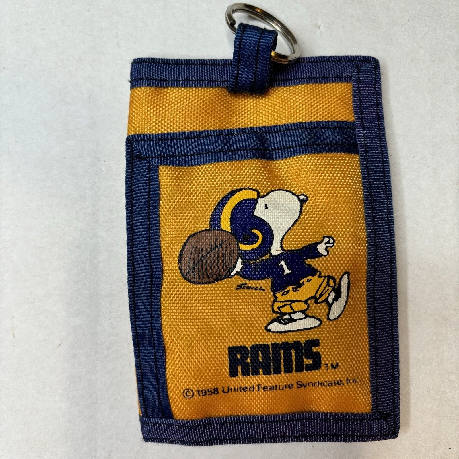 Vintage Snoopy Wallet NFL LA Los Angeles Rams Key Ring licensed product Blue