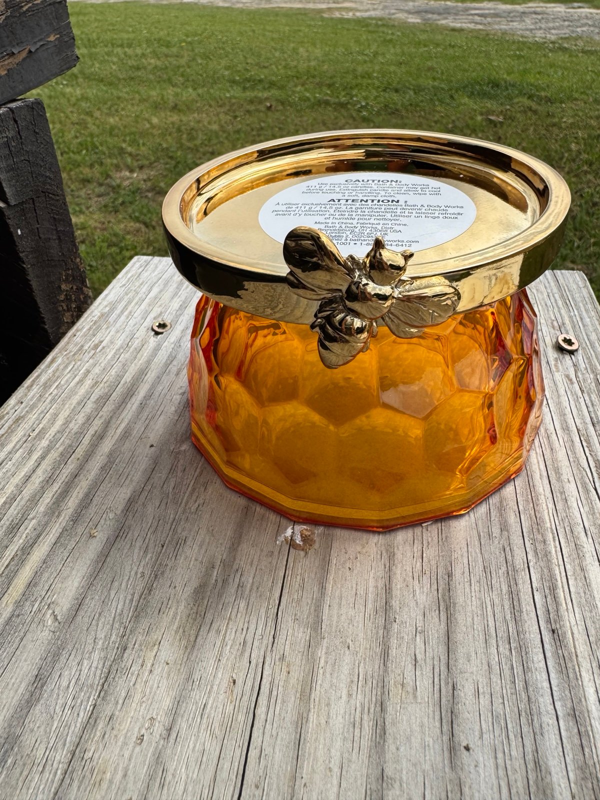 Bath and body works candle holder honey hive