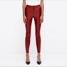 NWT Red Faux Leather Leggings