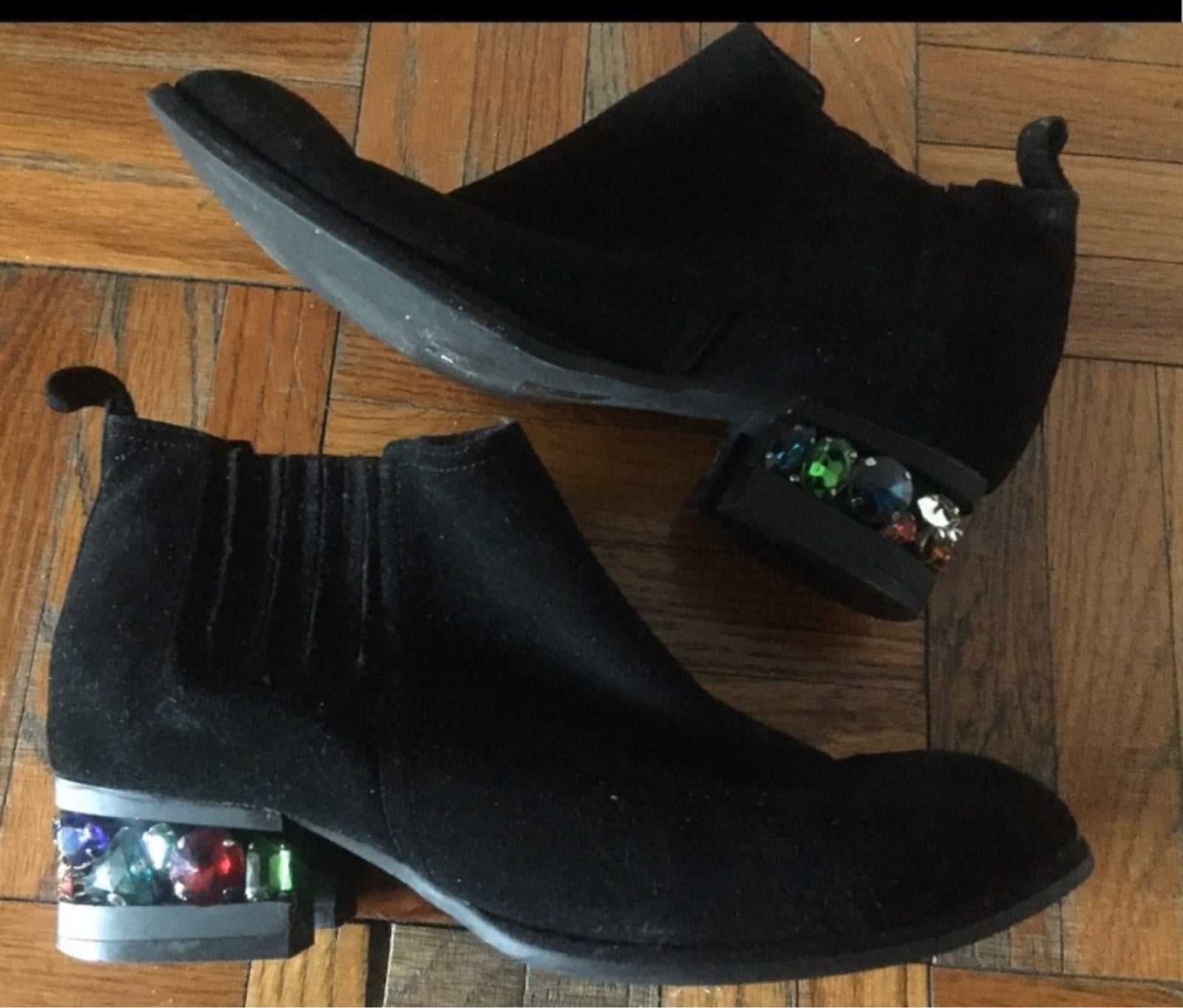 JEFFREY CAMPBELL BEJEWELED SUEDE ANKLE Boots FLAW