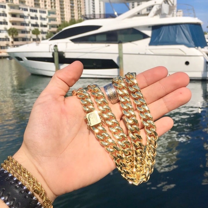 CUBAN LINK 18K GOLD NEW CHAIN ITALY