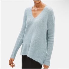 Eileen Fisher Womens Fall Italian Yarn V-Neck Mohair Alpaca Blend Sweater Size S