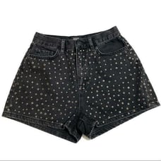 BDG Urban Outfitters Black Studded Mom Jean Shorts High Rise Size 26 New