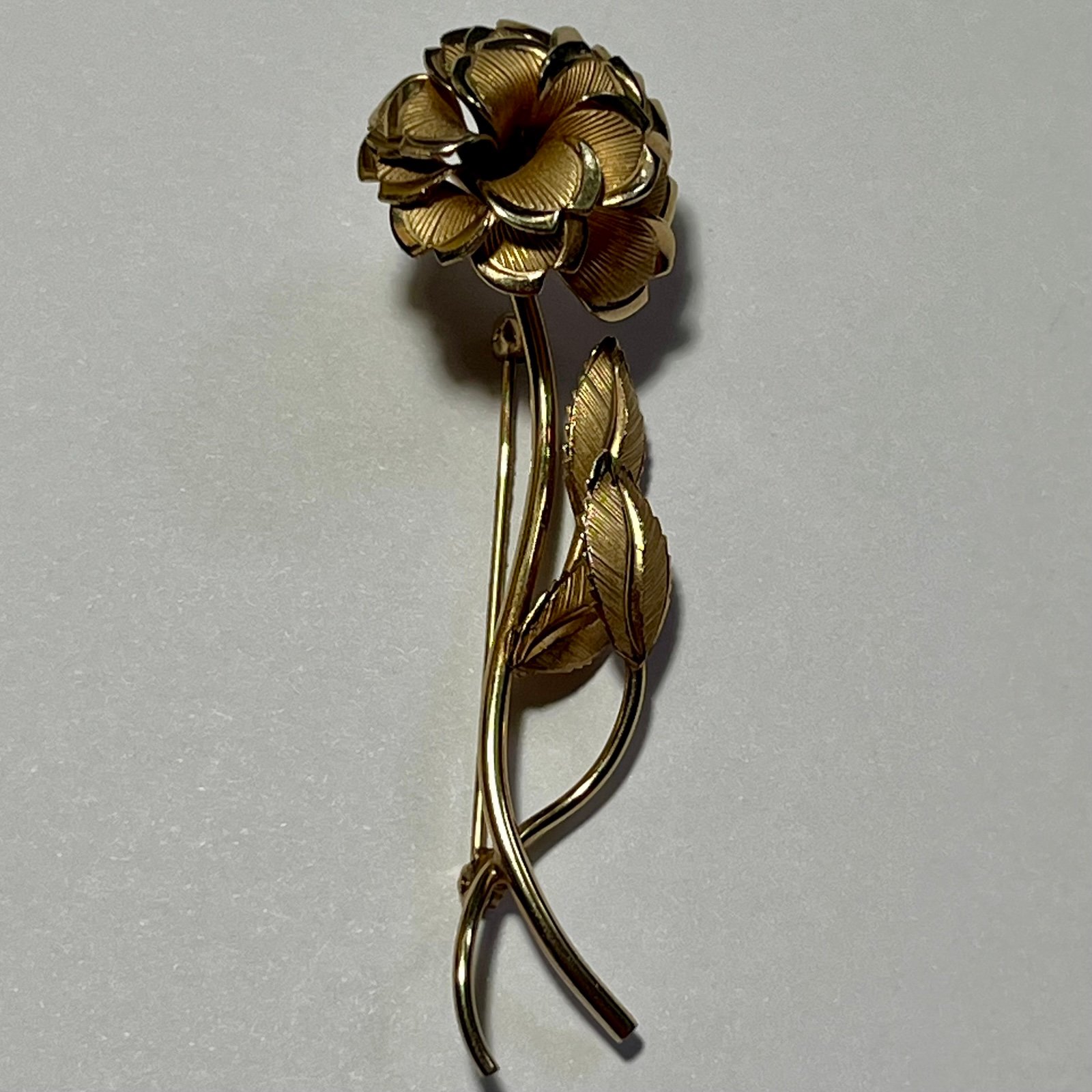 Vintage Rolyn Inc. 12K GF Rose Brooch – Layered Petals, 1960s Floral Pin
