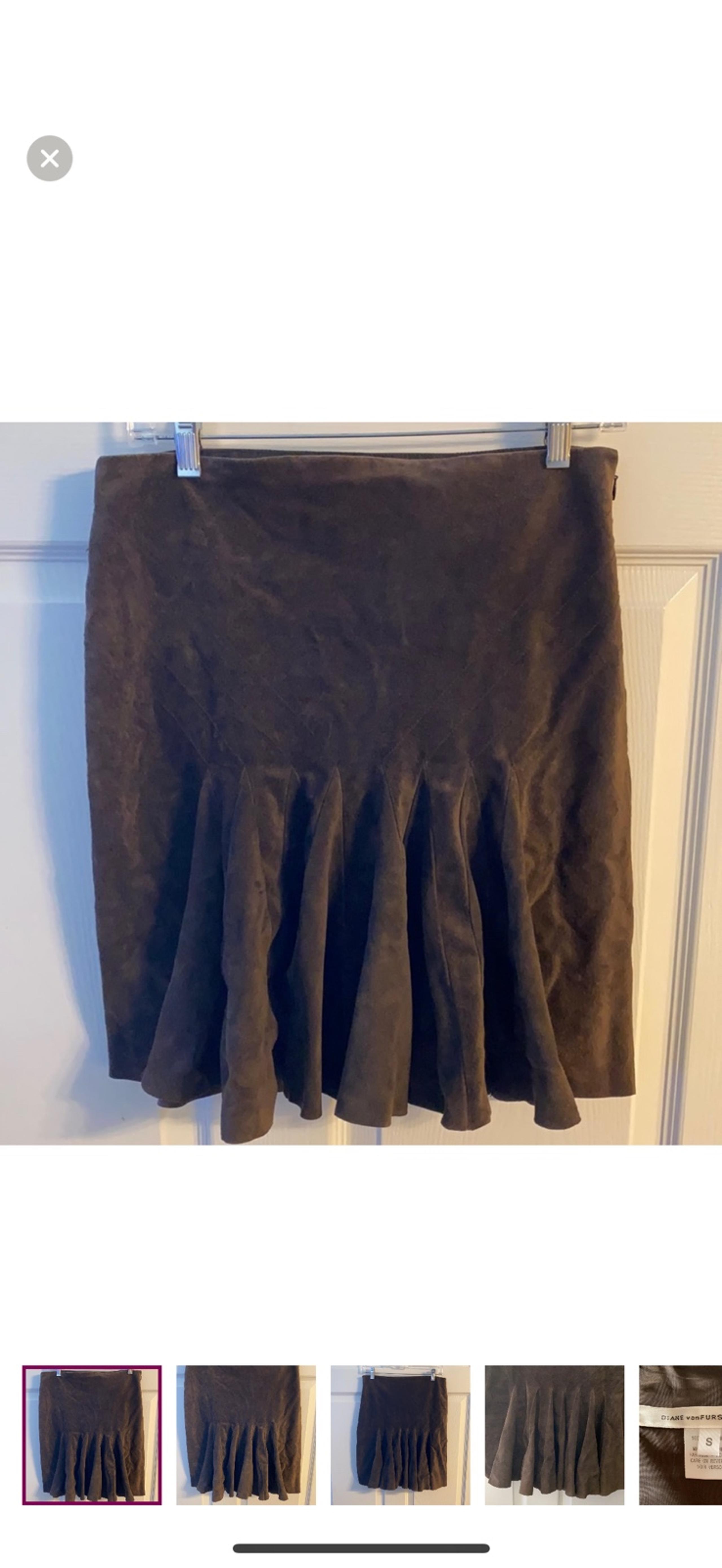 Diane von Furstenberg Suede Pleated Skirt