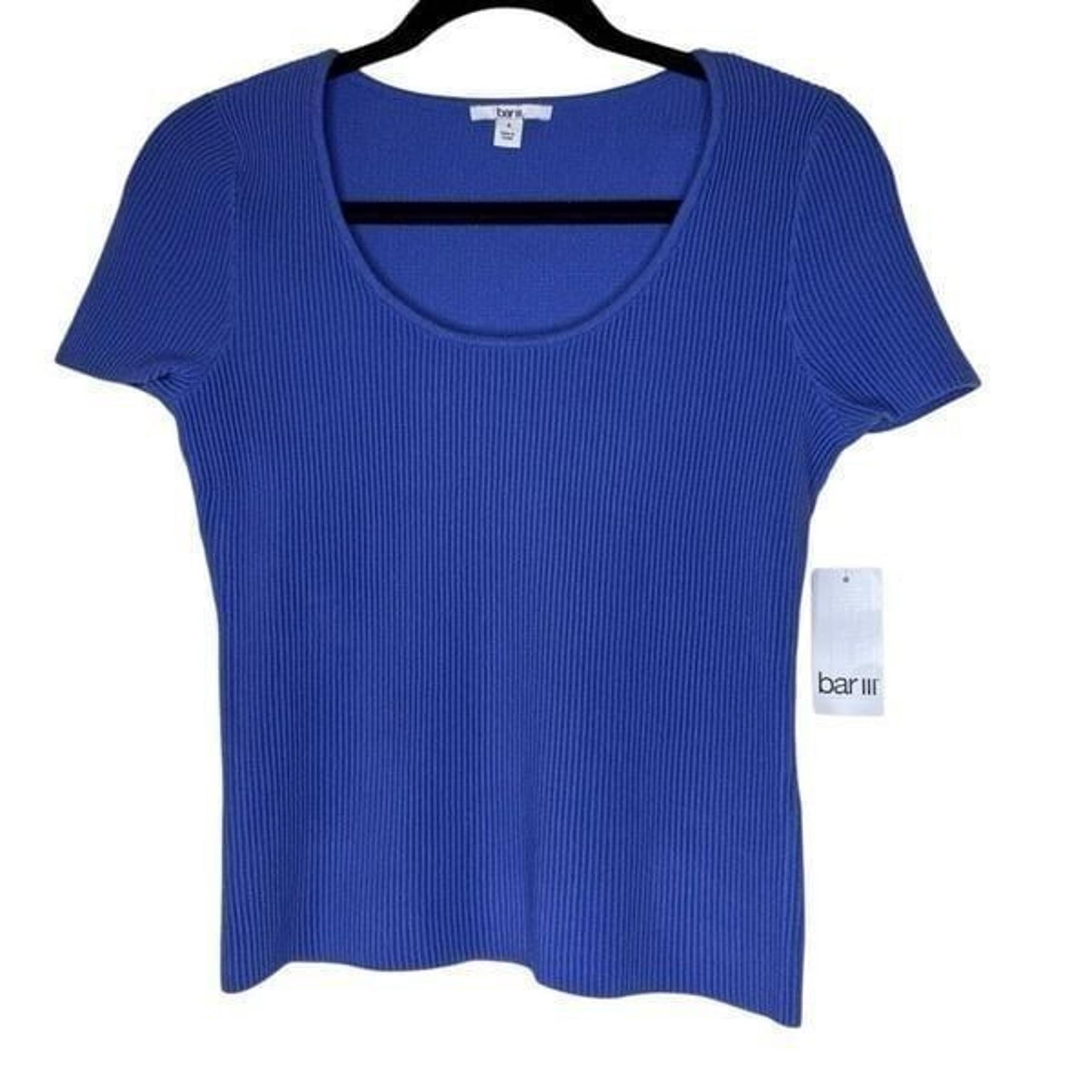 NEW Bar III Blue Ribbed Knit Ottoman Top Size S Preppy, Casual, Normcore NWT