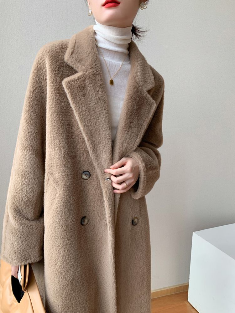 Handmade Faux Fur Double breasted Coat Size M