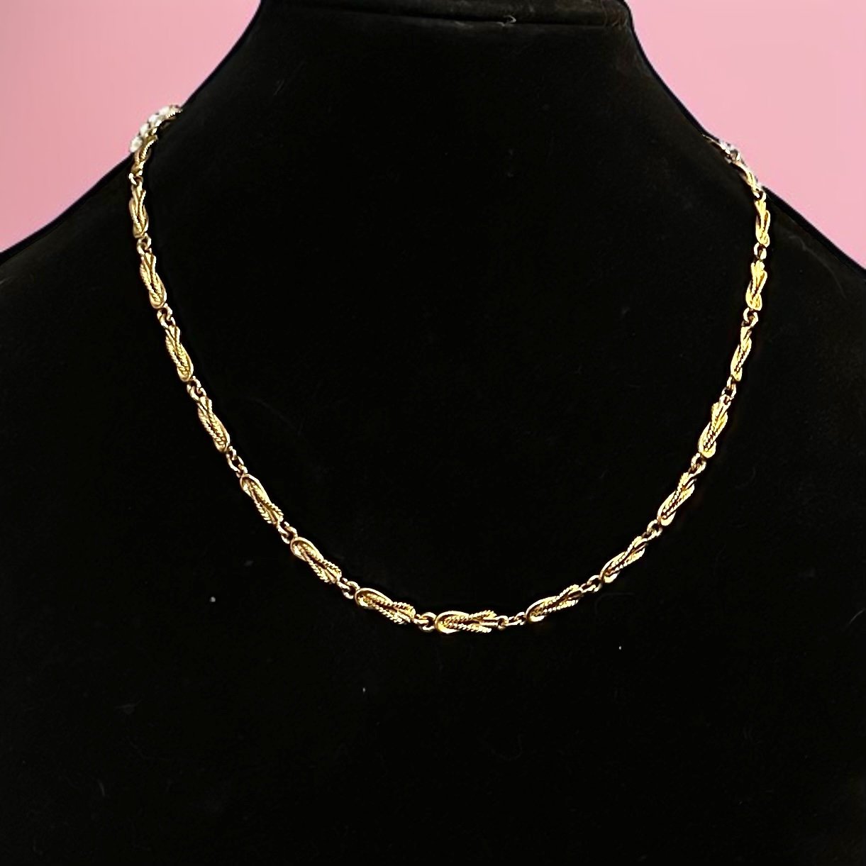 Vintage Monet gold tone love knot link chain necklace