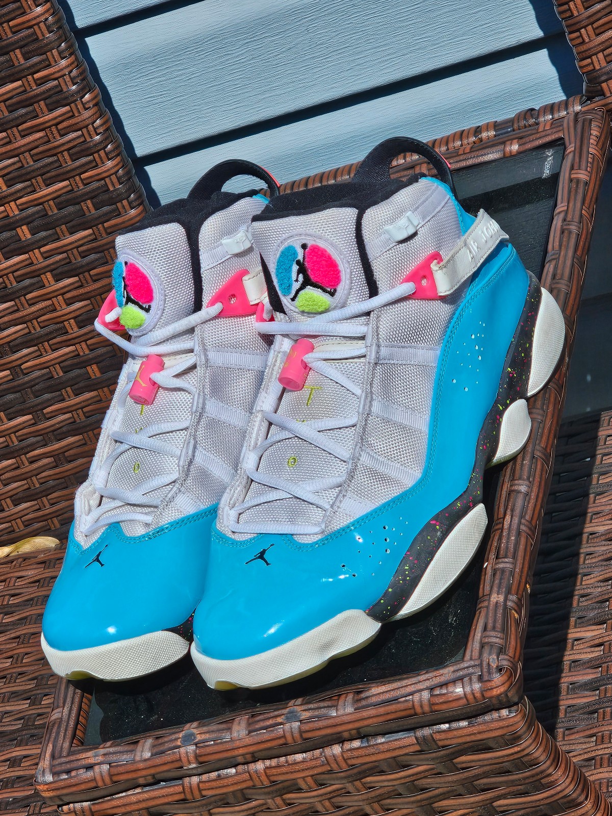 Air Jordan 6 Rings ‘Blue Fury Cyber Pink’ CK0018-100 Men's Size 10.5
