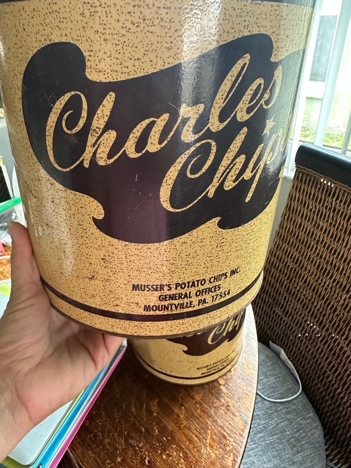 Vintage Charles Chips 16 Oz Potato Chip Tin Mountville PA