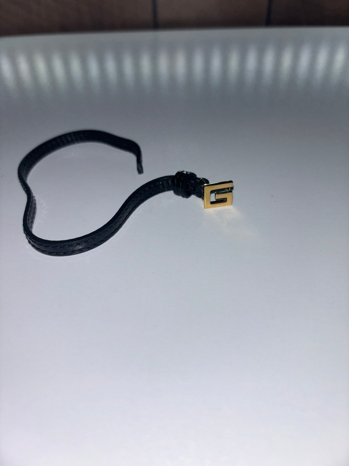 GUCCI black Leather G Logo gold Bracelet Choker