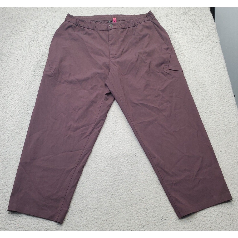 Lululemon Pants Women's 38 Burgundy Loose Fit Elastic Waist Wide Leg Black Tab