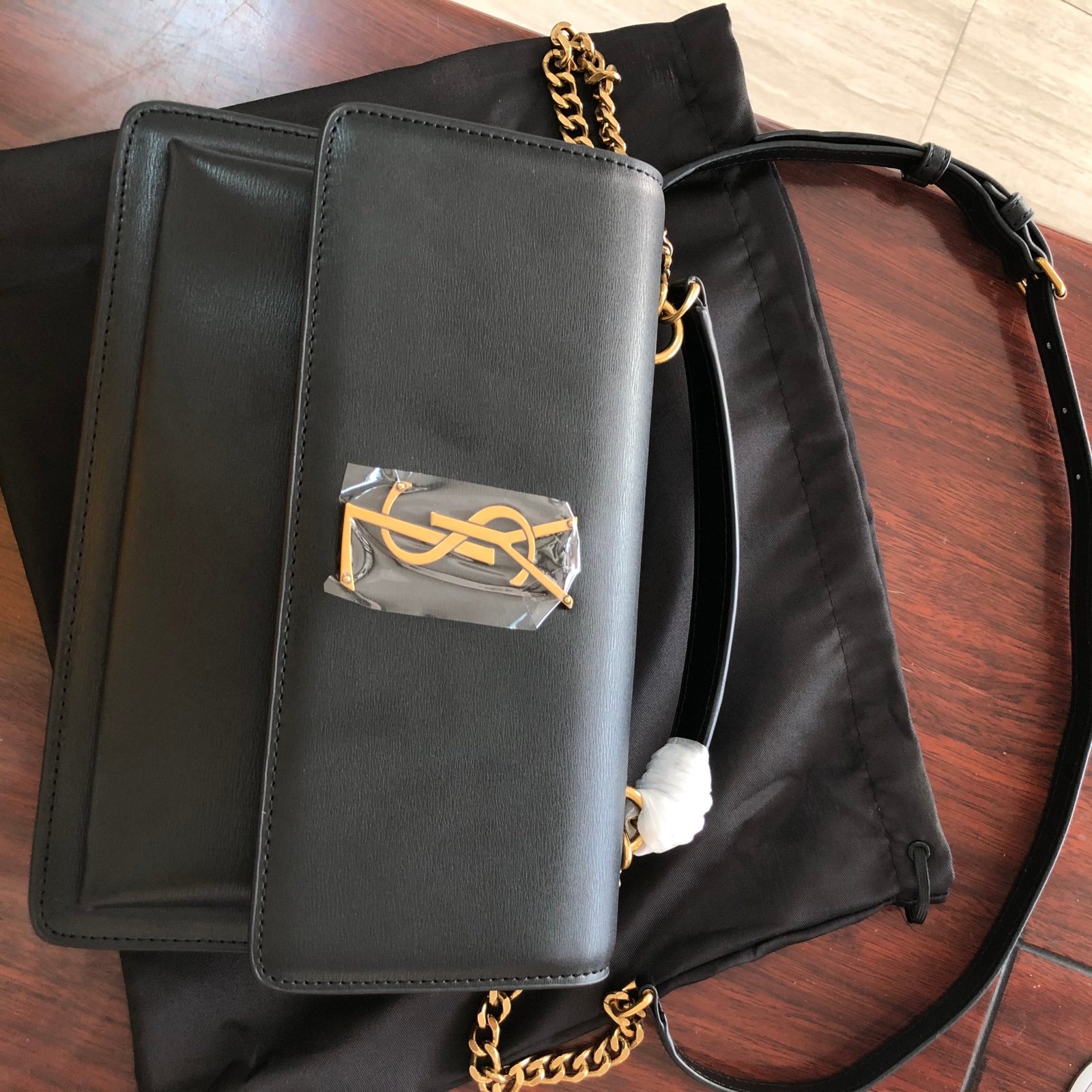 Handbag YS.L Black leather - Hardware shoulder strap
